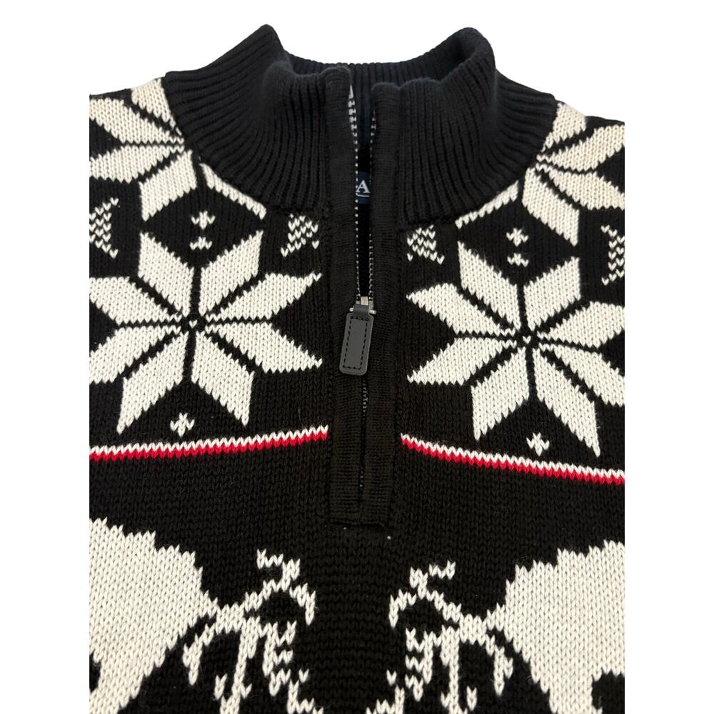 Chaps Mens Sweater Large Classic Fit Fair Isle Reindeer 1/4 Zip Nordic Sweater - Picture 5 of 13